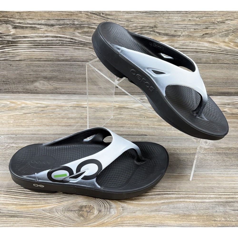 OOFOS Sandal Flip Flops OOFOAM Men's 8 Grey Graphite Sport Sandal Beach Walking